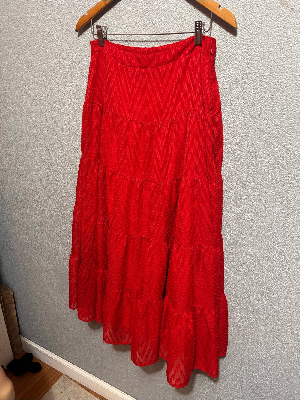 Key West Cutie Red Jacquard tiered midi skirt size large - Picture 5 of 9